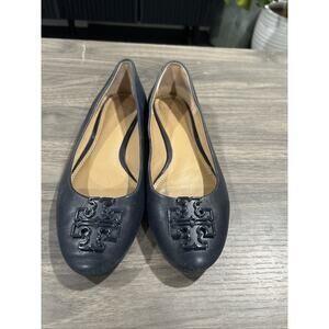 Tory Burch Navy Women’s Genuine Leather Ballet Flats, Flawed Gem, Size 7